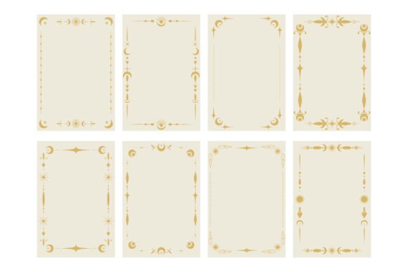 Blank Tarot Frame Templates for Celestial Design Projects