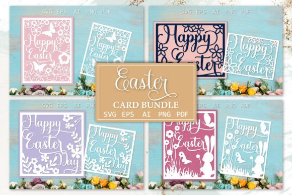 Easter Card Bundle Paper Cut Templates for Handmade Greetings