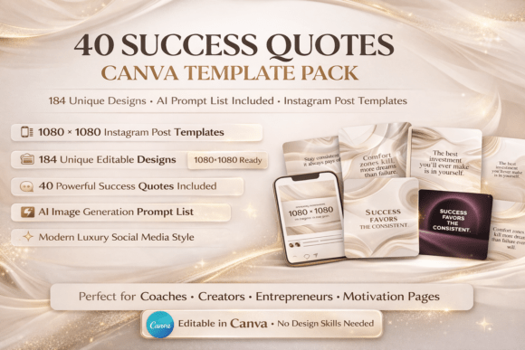 Effortless Branding: The 40 Success Quotes Canva Templates Bundle