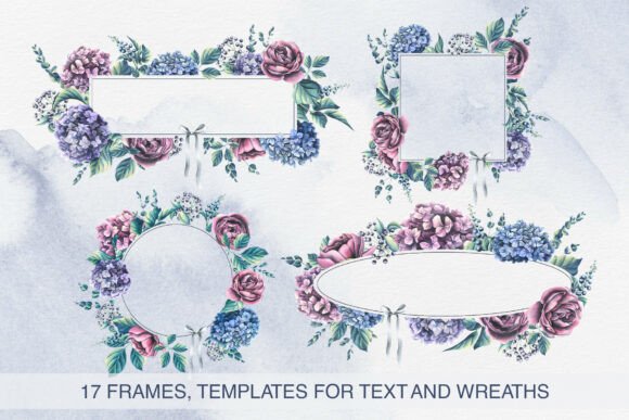 Elevate Your Stationery: Hydrangea Frames & Wreaths Templates