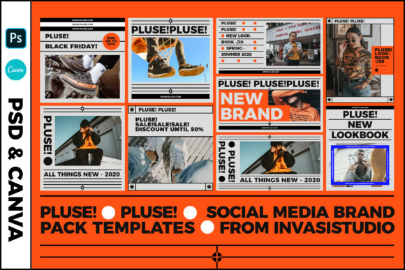 PLUSE! Social Media Brand Templates: 180 Modern Designs