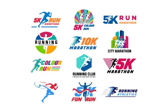 Run Sport Club Logo Templates Set: Dynamic Designs for Active Brands